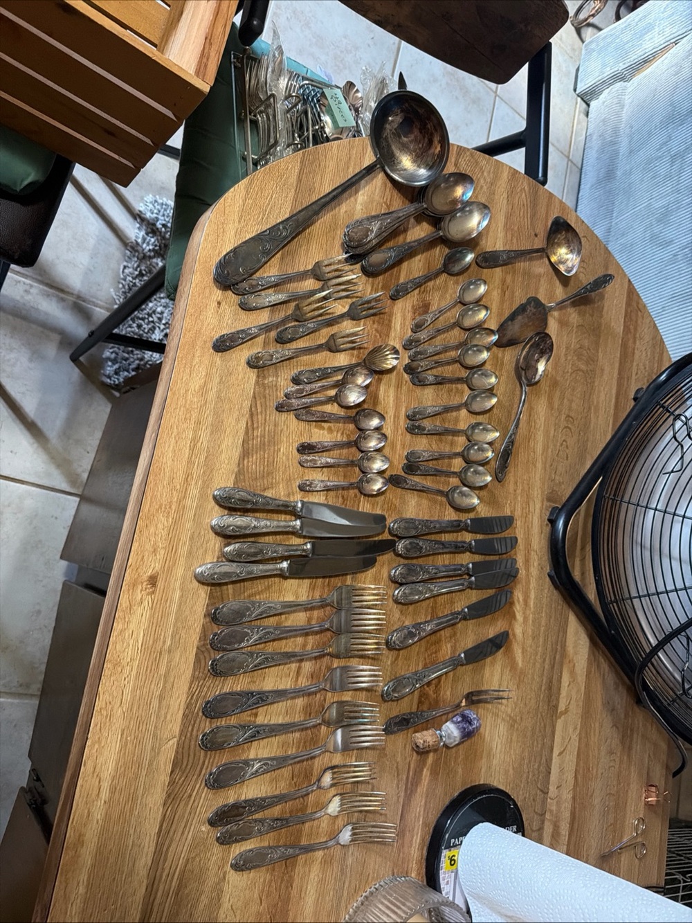 Vintage-Style Silver-Plated Flatware Set - Antique 57 pices odinox 90